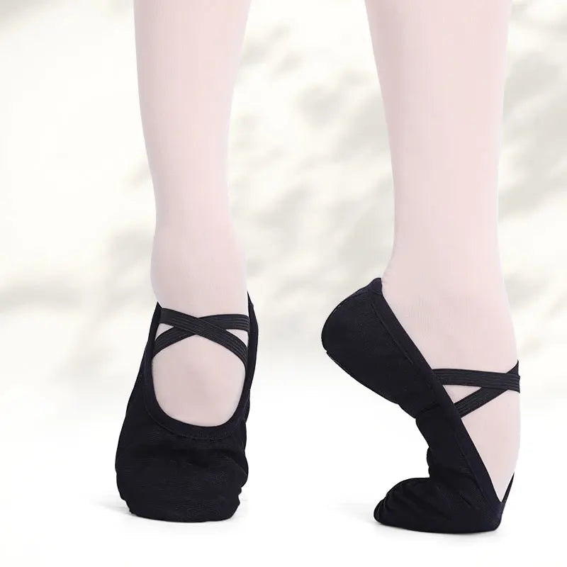 Canvas Ballet Shoe Soft Sole Flexible And Durable - Neighborhood Dancewear Black