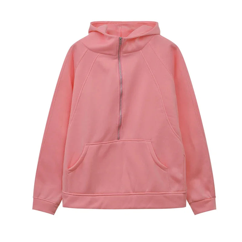 Cozy Adult Half Zipped Hooded Sweater Dancer Approved - Pink