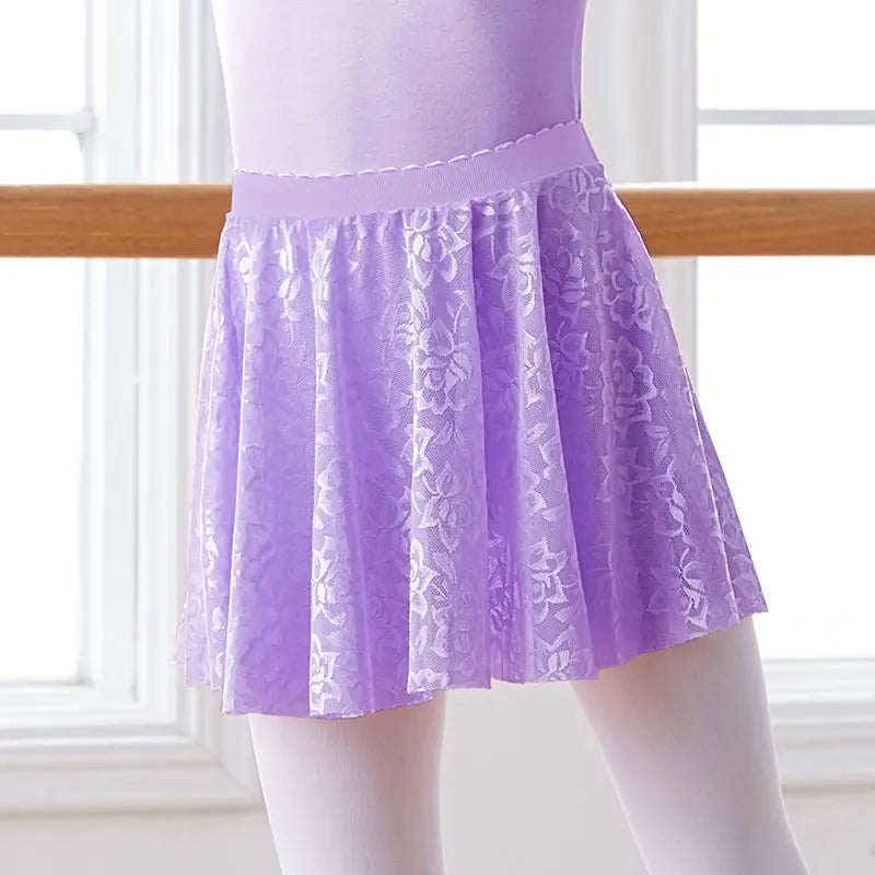 Girls Ballet Skirts Elastic Waist Lace Dance Skirt - Neighborhood Dancewear 