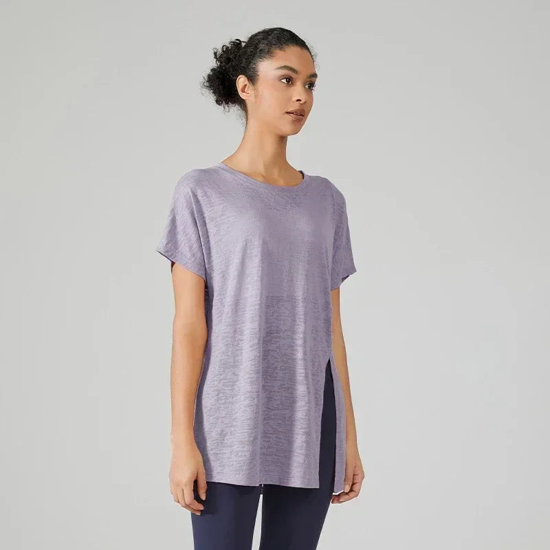 Women's Flowy Yoga Shirt In Multiple Colors - Purple