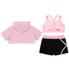 Bra Shorts Hoodie Set For Girls In Multiple Colors - Pink