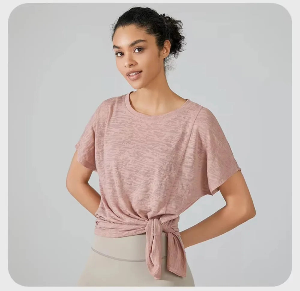Women's Flowy Yoga Shirt In Multiple Colors - Pink