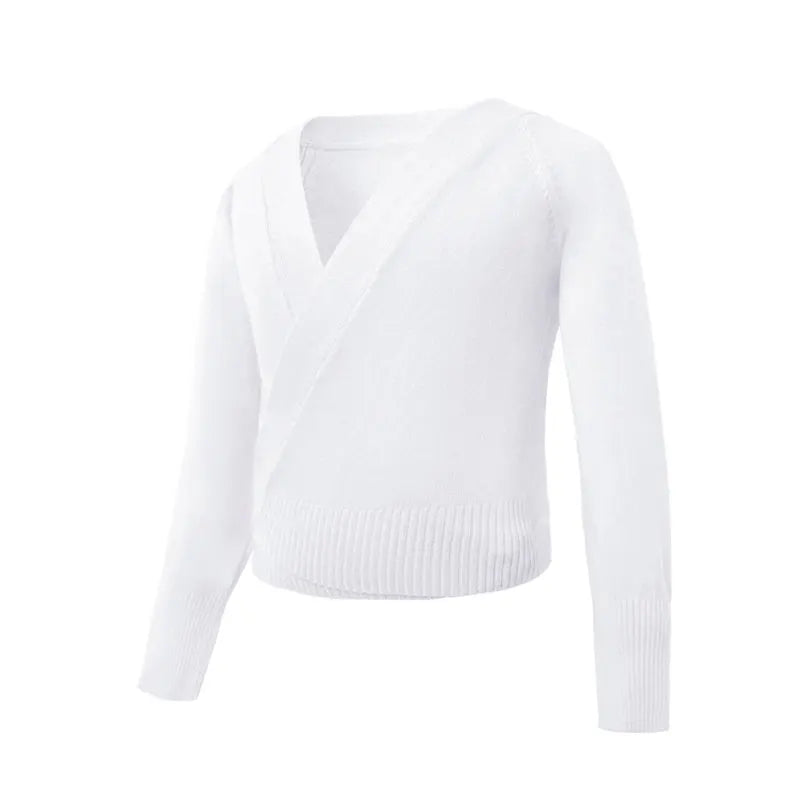 Girls Dance Wrap Sweater - Neighborhood Dancewear  White