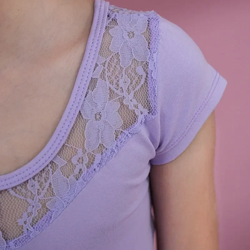 Girls Lace Long Sleeve Dance Leotard In Multiple Colors - Neighborhood Dancewear