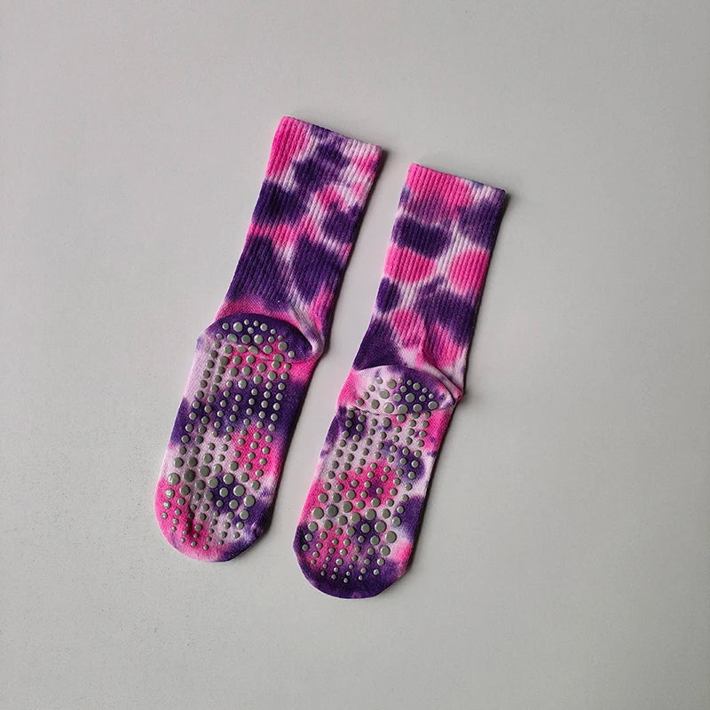 Tie Dye Mid Tube Pilates Anti Slip Socks - Neighborhood Dancewear