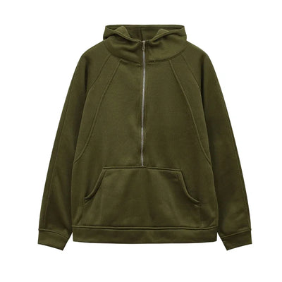 Half Zipper Hooded Sweater