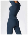 Seamless Yoga Set 2 Piece Top and Leggings Navy Blue