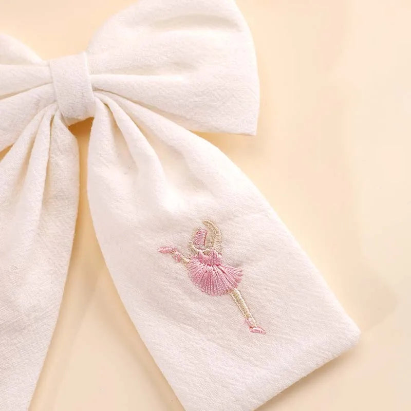 Ballet Shoes Hair Clip Embroidery Bow In Multiple Colors