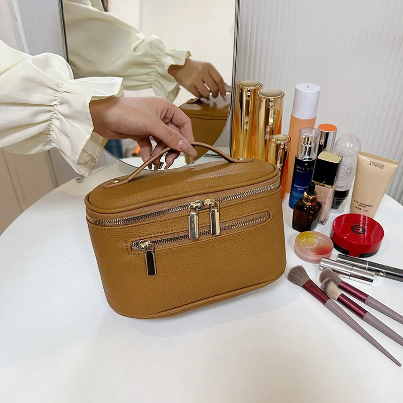Double Zipper Dance Bag Travel For Cosmetics And More - Neighborhood Dancewear  Tan