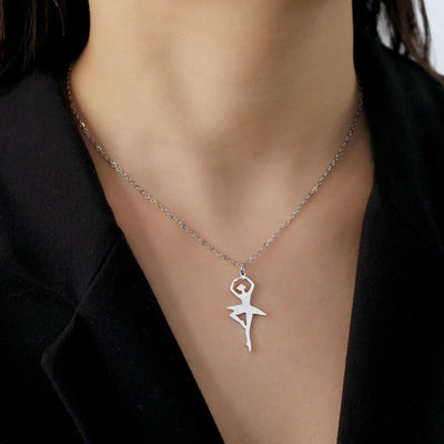 Stainless Steel Ballerina Necklace in Gold or Silver - Dancer Gifts Present