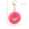 Fashion Rhinestone Ballet Dancer  Plush Ball Keychain